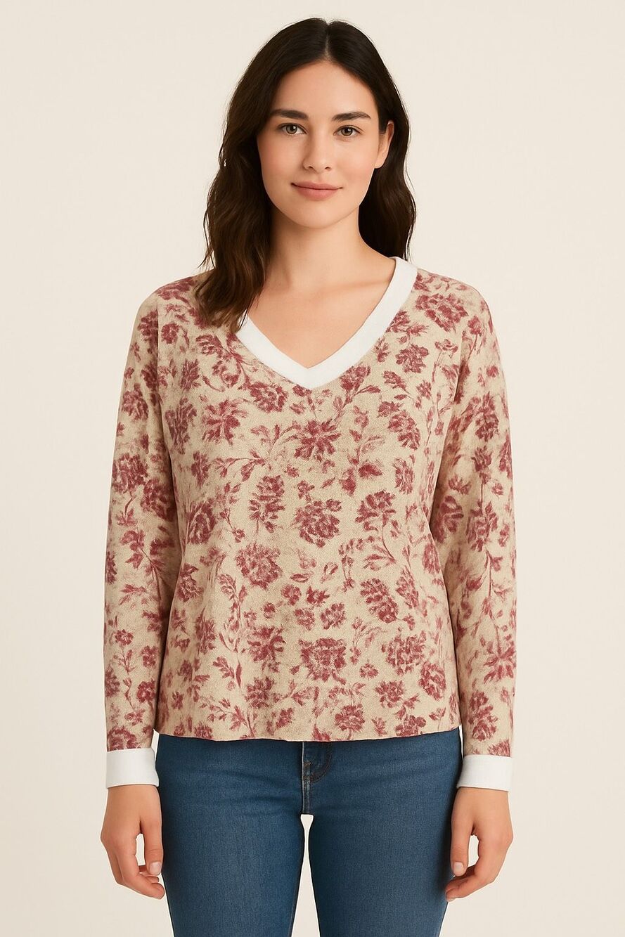 C & C California size 1X floral V neck sweater.